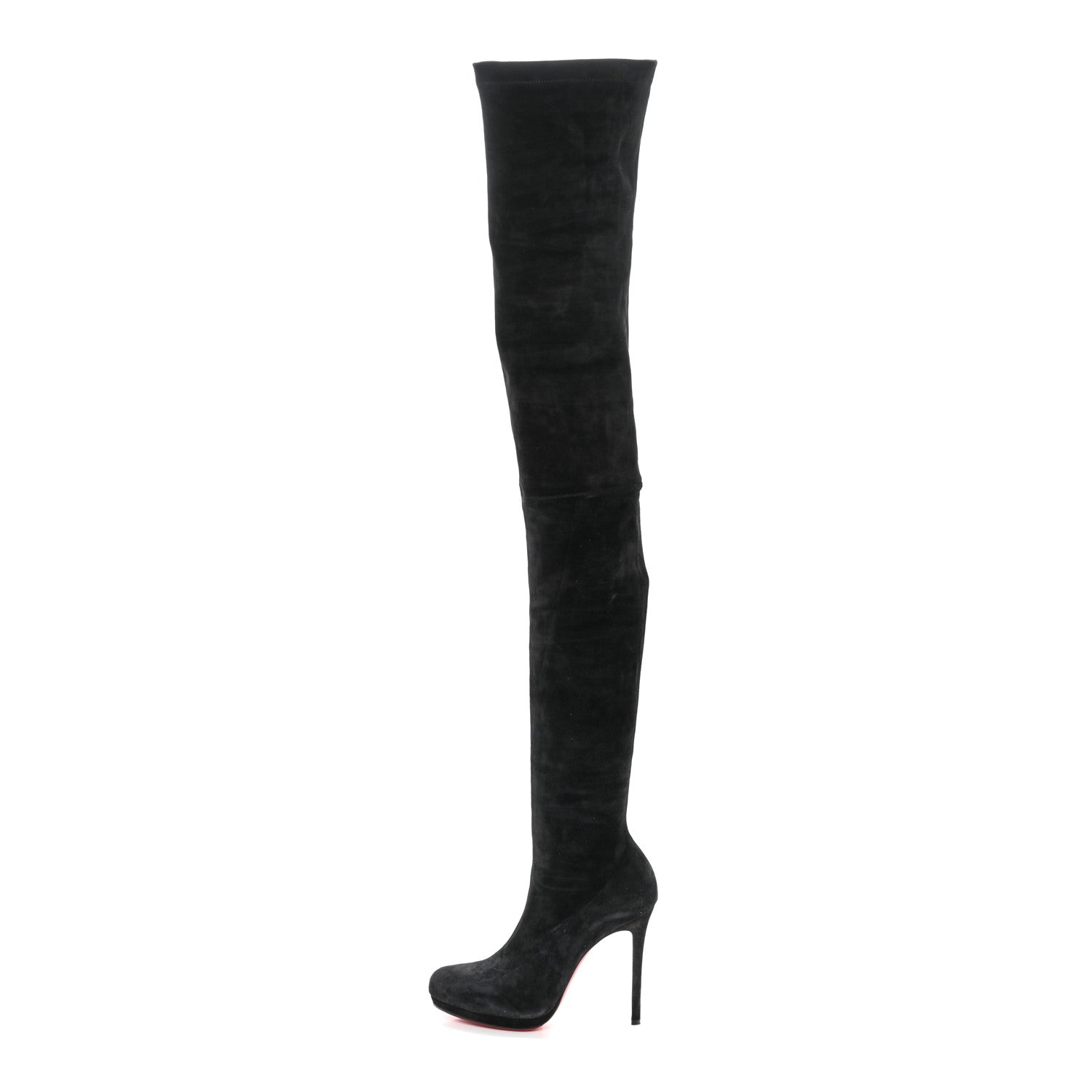 Christian Louboutin Suede Calfskin Louise XI 120 Thigh High Boots 40 Black 1 of 7