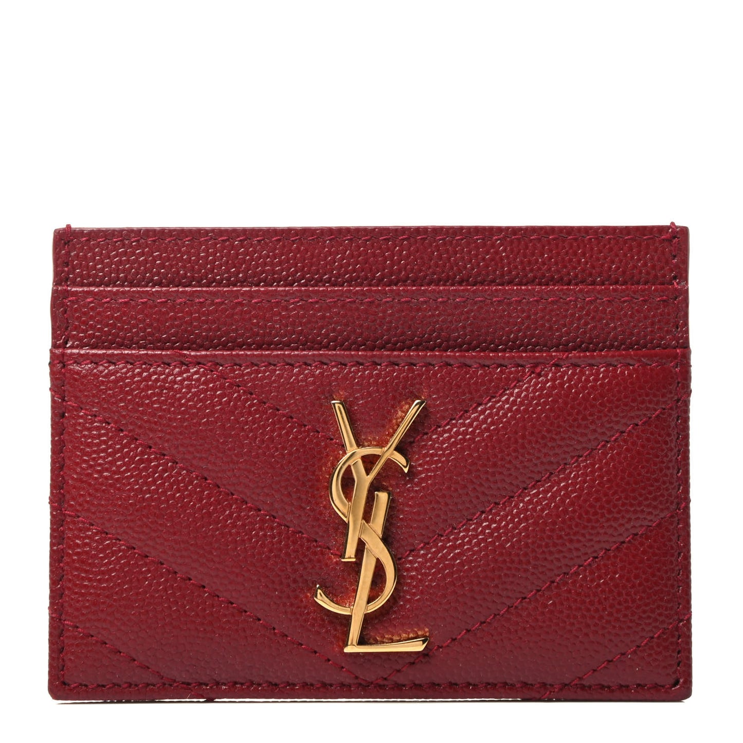 Grain De Poudre Matelasse Chevron Monogram Credit Card Case Opyum Red