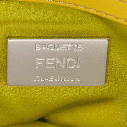 Fendi Rolling Stone Vitello Seta Bead Embroidered Re-Edition Baguette Giallo 6 of 9