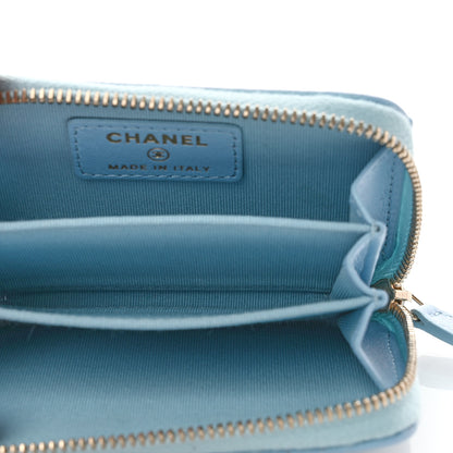 Chanel Iridescent Calfskin Quilted Zip Coin Purse Wallet Light Blue 5 of 7