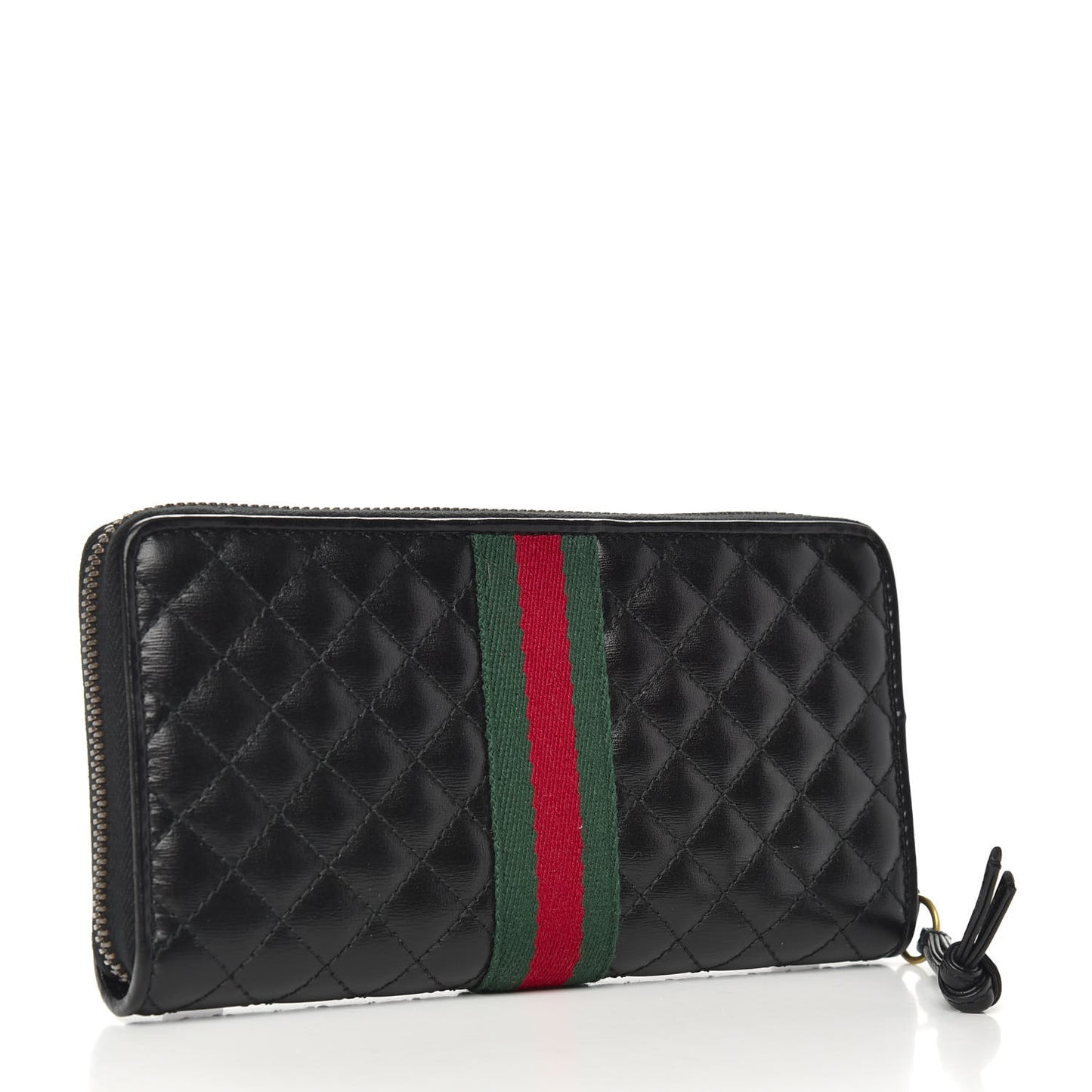 Calfskin Web Trapuntata GG Zip Around Wallet Black