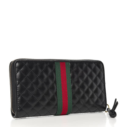 Gucci Calfskin Web Trapuntata GG Zip Around Wallet Black 3 of 7