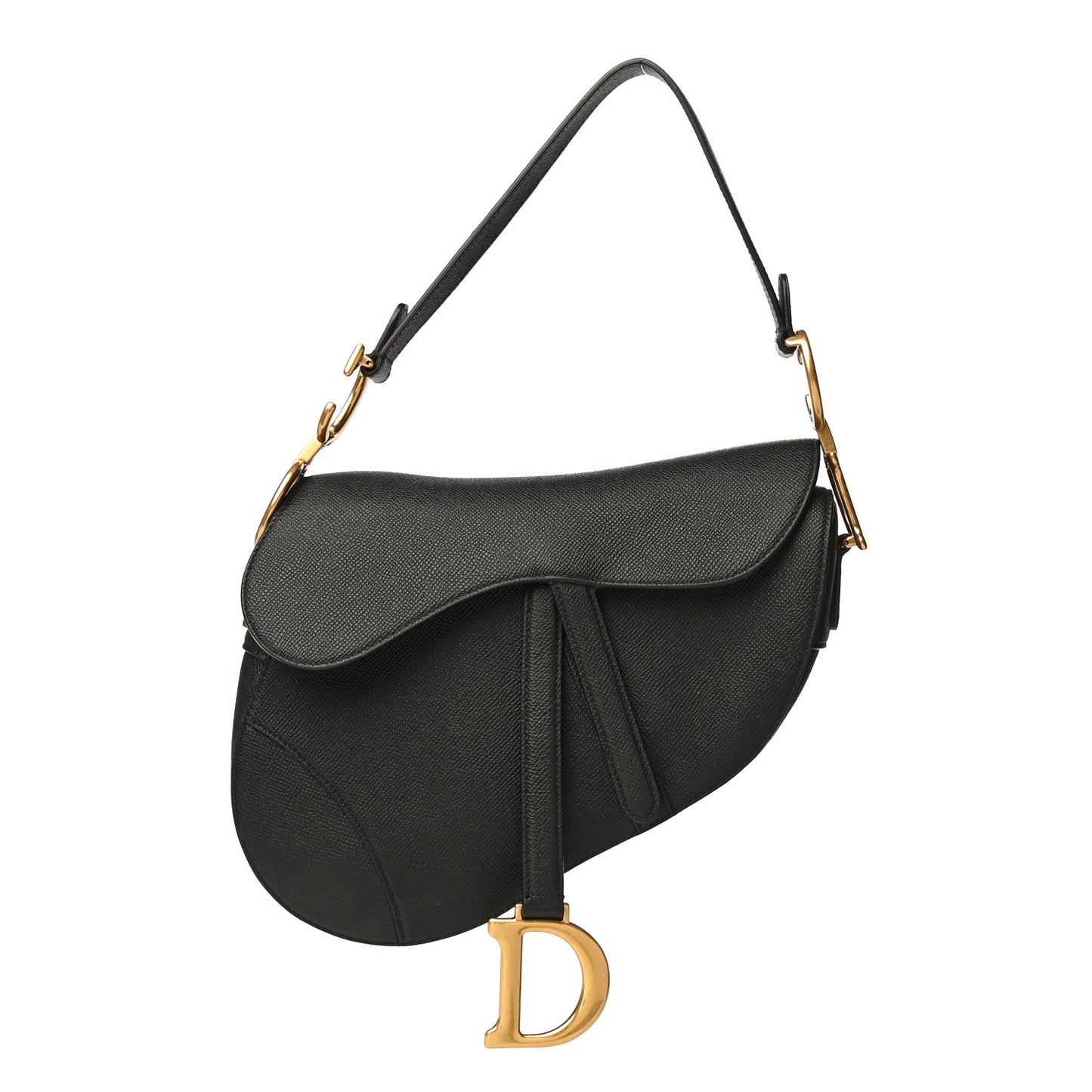 Grained Calfskin Saddle Bag Black