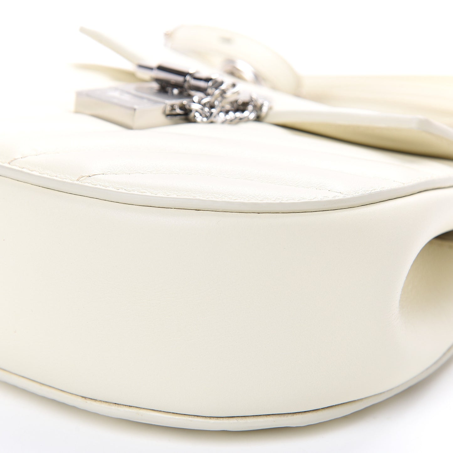 Calfskin Quilted Mini Drew Bijou Shoulder Bag Natural White