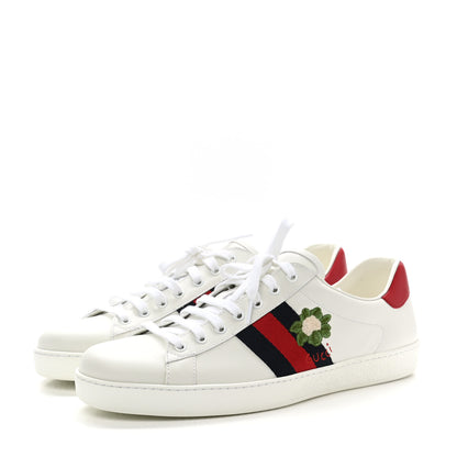 Gucci Calfskin Miro Soft Web Embroidered Mens Ace Sneakers 11.5 White Green 3 of 9