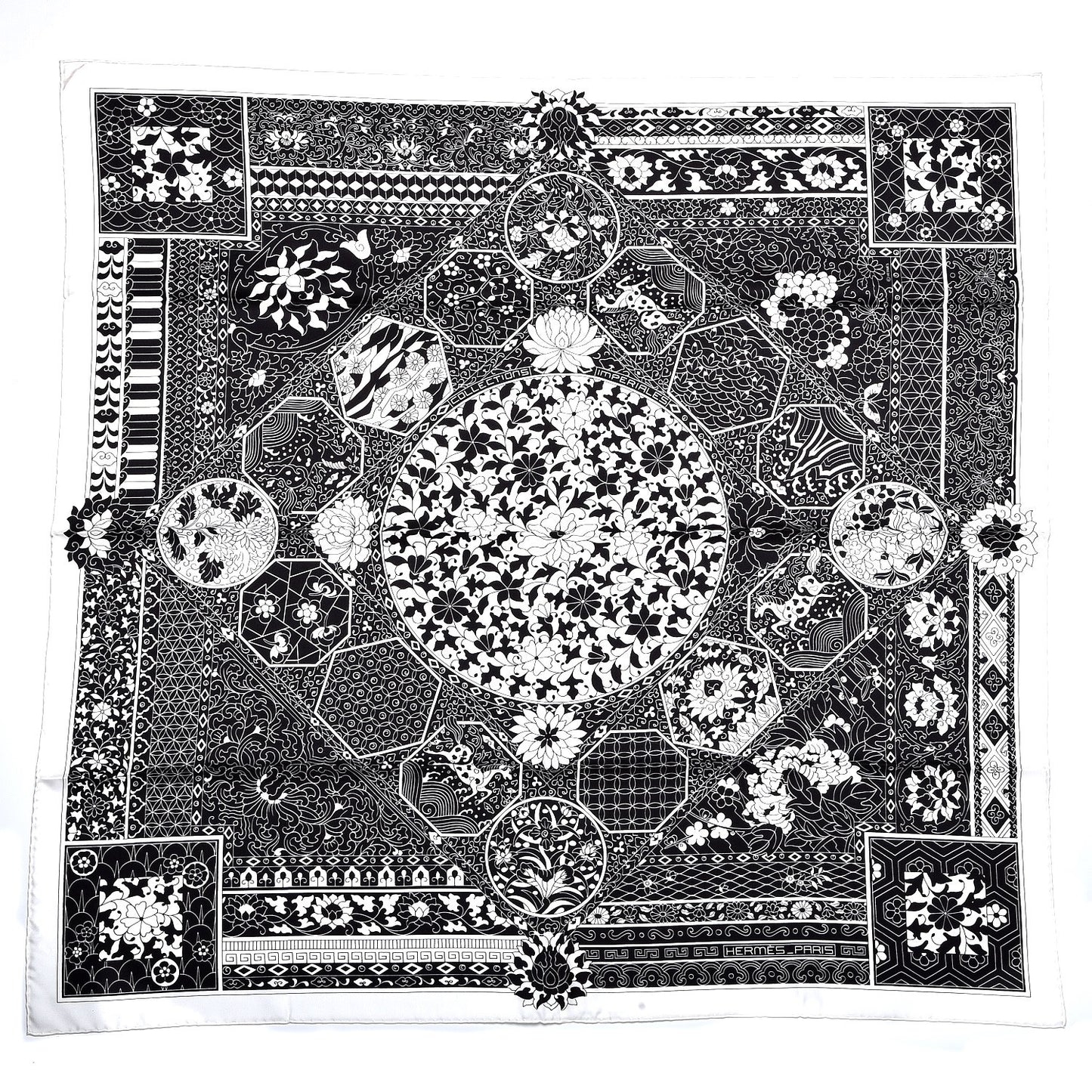 Silk Collections Imperiales Scarf 90 White Black
