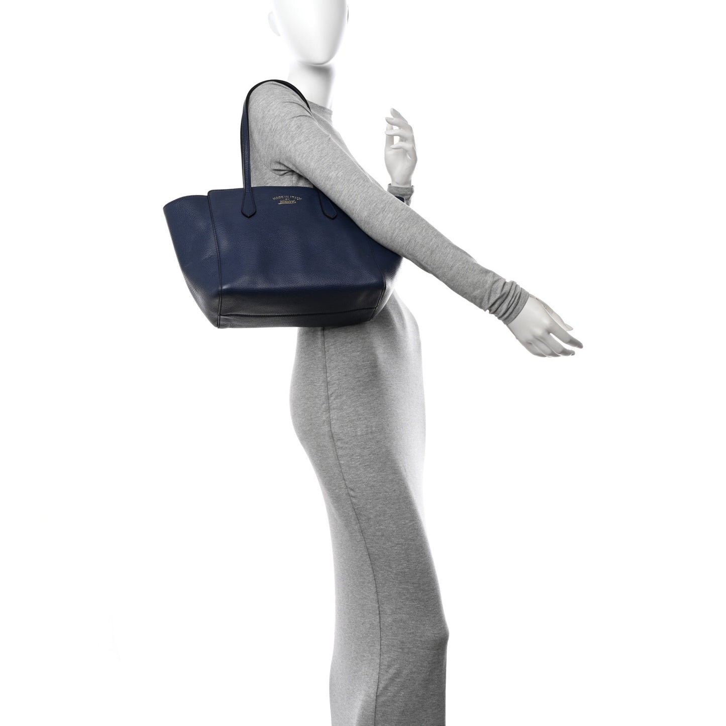 Dollar Calfskin Small Swing Tote Classic Marine Deep Cobalt