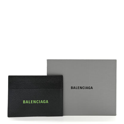 Balenciaga Grained Calfskin Logo Cash Card Holder Black Fluo Green 8 of 8