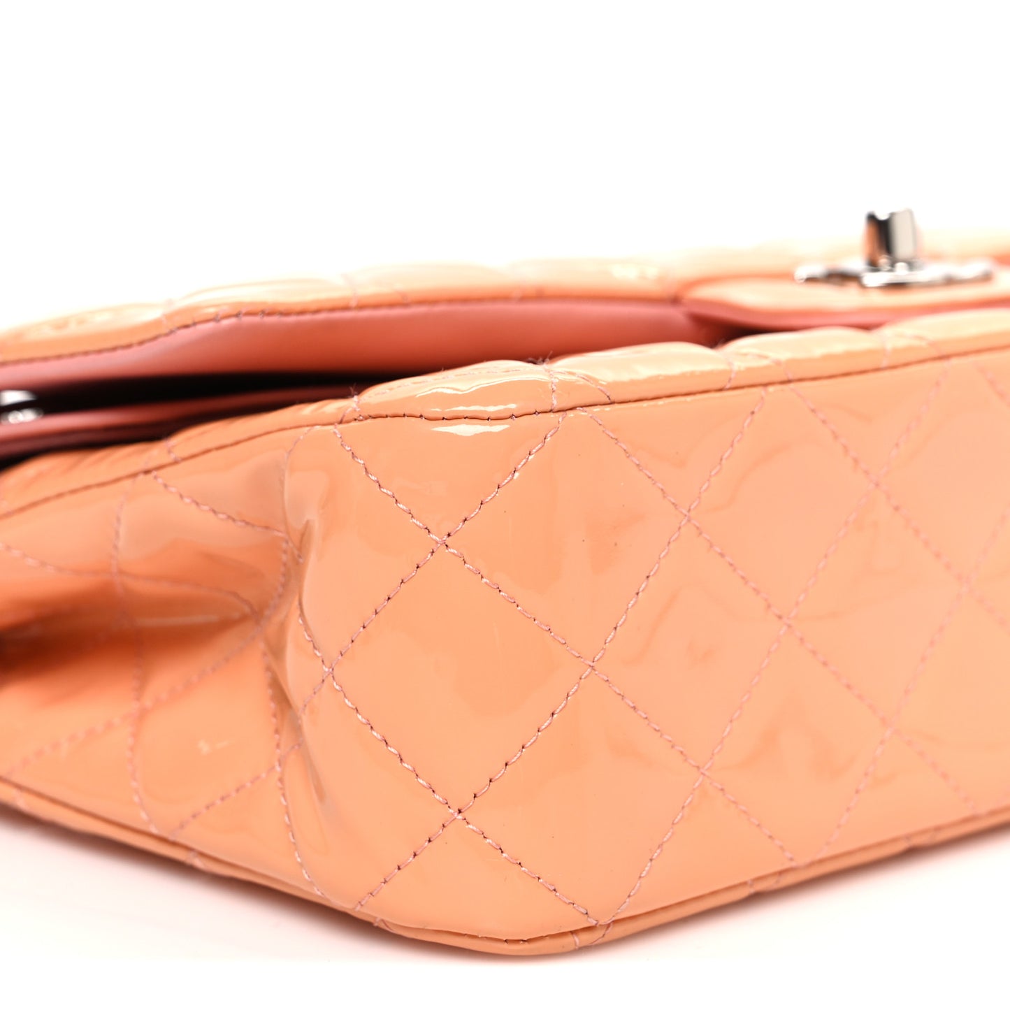 Patent Quilted Medium Double Flap Light Pink