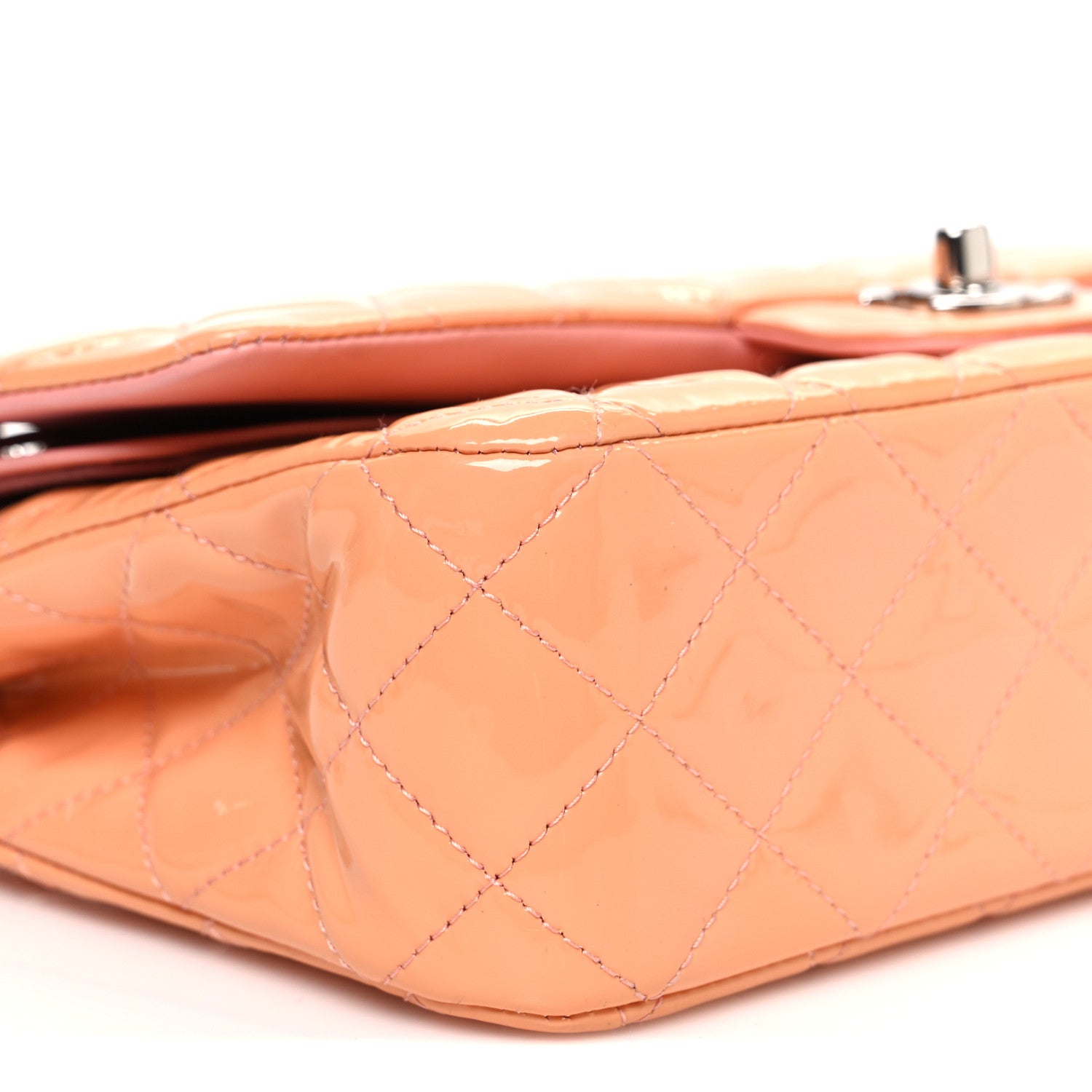 Chanel Patent Quilted Medium Double Flap Light Pink 9 of 10