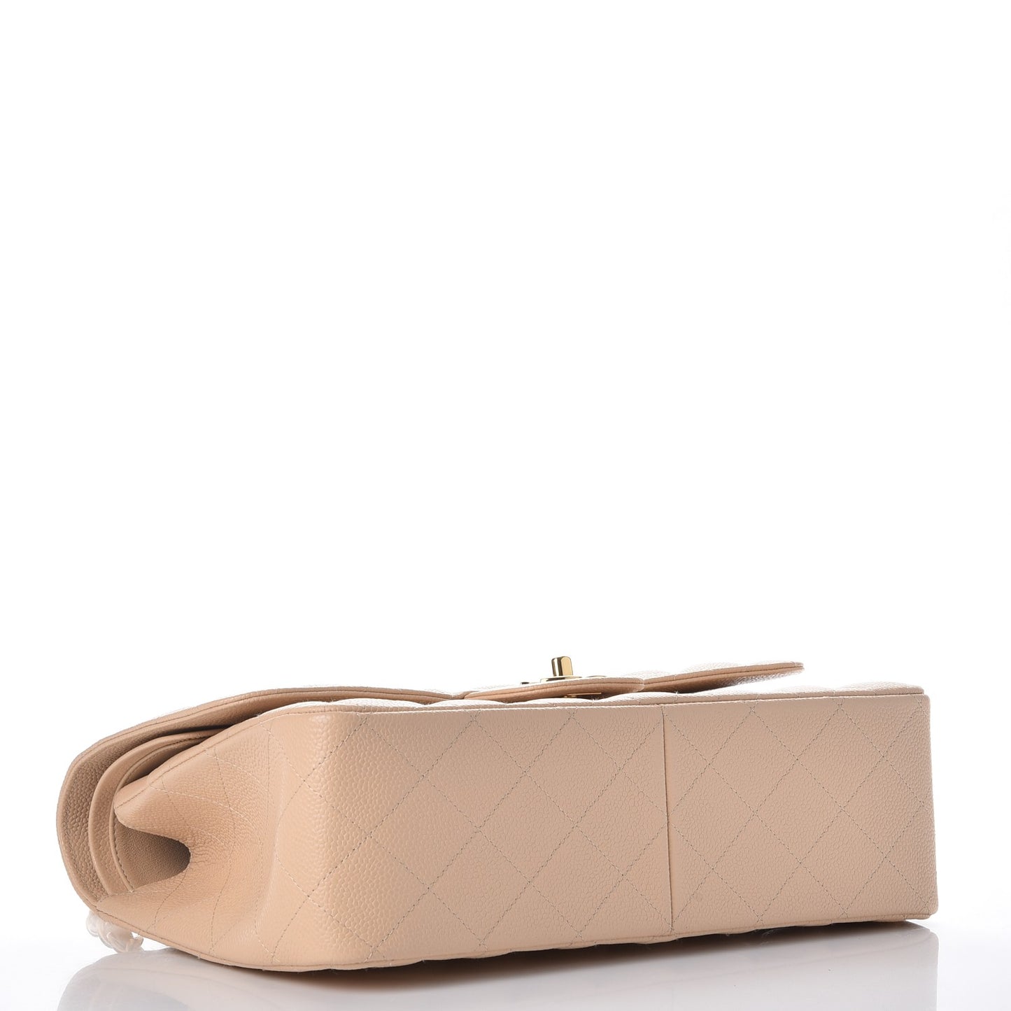 Caviar Quilted Jumbo Double Flap Beige Clair