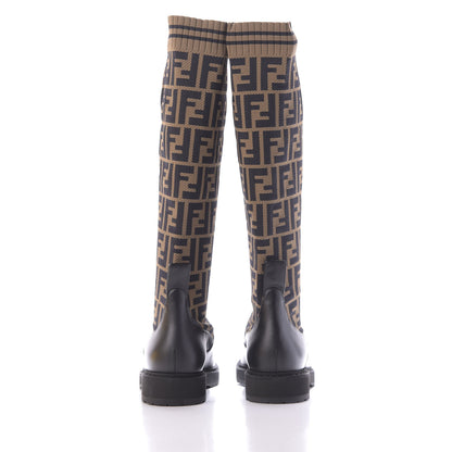 Fendi Nappa Microfiber Fabric FF Rockoko Tall Boots 37 Black Tobacco 5 of 8