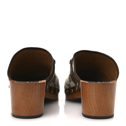 Gucci Monogram Goatskin Horsebit Clog Mules 40 Beige Ebony Brown Sugar 6 of 14