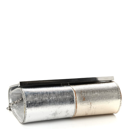 Fendi Vitello Mirror Elite Bi-Color Mini Rush Clutch Argento Champagne 4 of 13