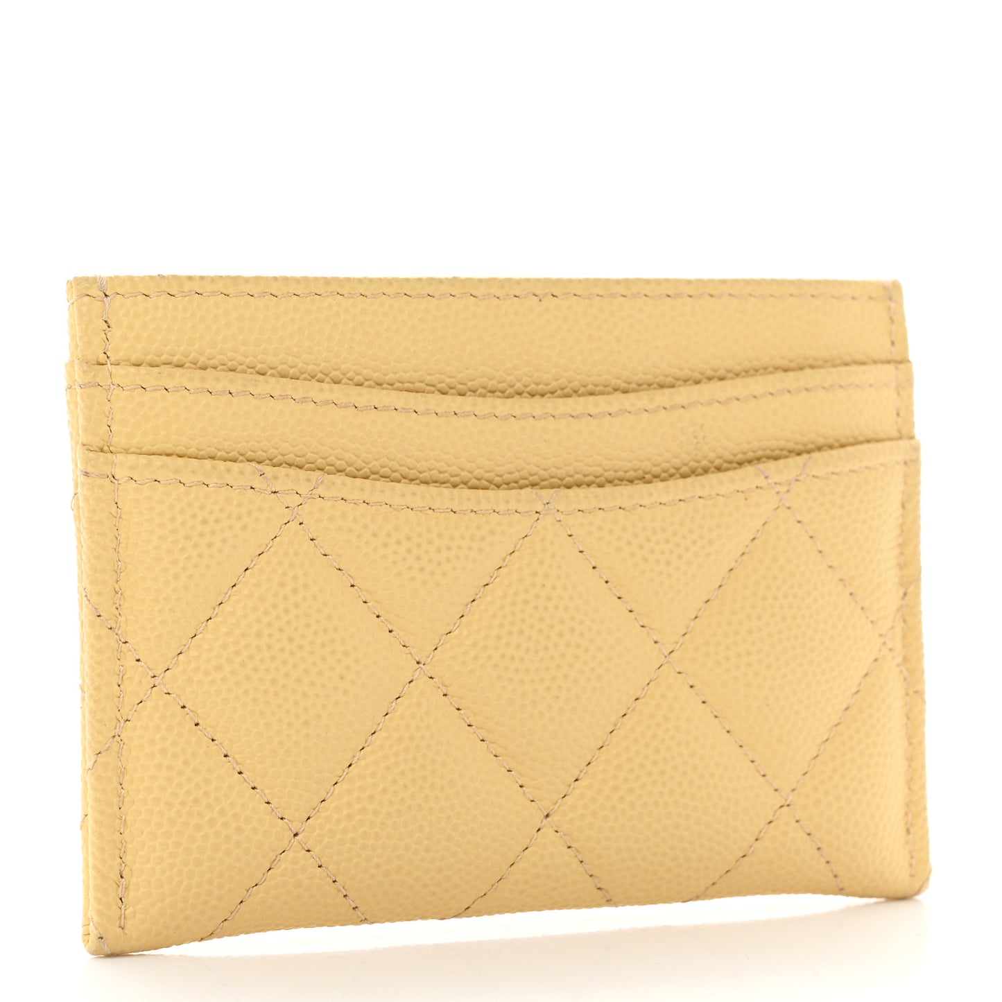 Caviar Quilted Card Holder Yellow