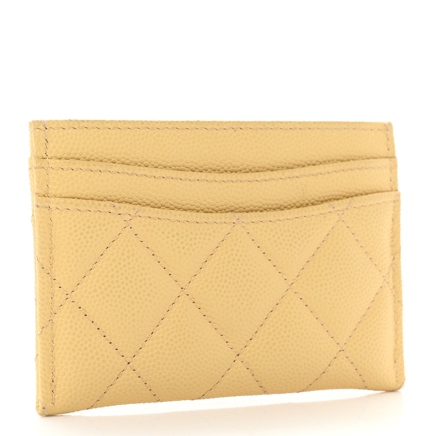 Chanel Caviar Quilted Card Holder Yellow 3 of 9