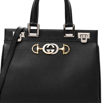 Gucci Grainy Calfskin Small Zumi Top Handle Bag Black 8 of 10