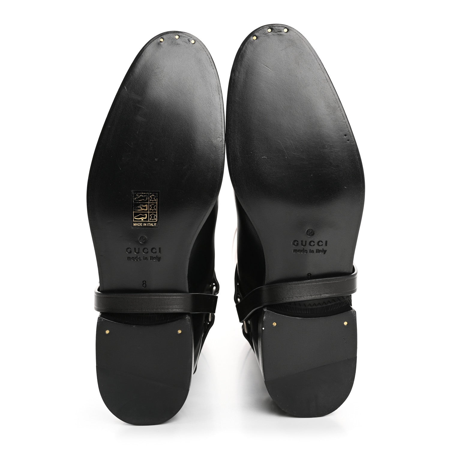 Gucci Cordovan Lux Mens Zelda Harness Riding Boots 8 Black Amber Honey 5 of 8