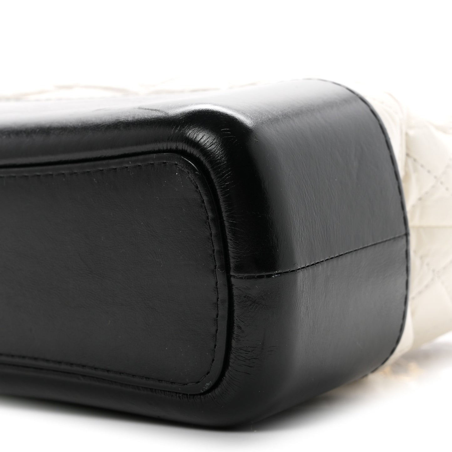 Aged Calfskin Quilted Medium Gabrielle Hobo Black White