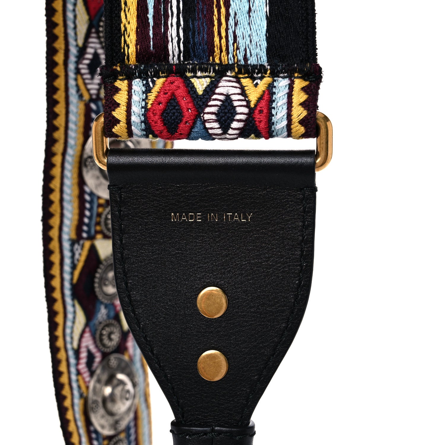 Christian Dior Canvas Embroidered Studded Bohemian Shoulder Strap Yellow 3 of 6