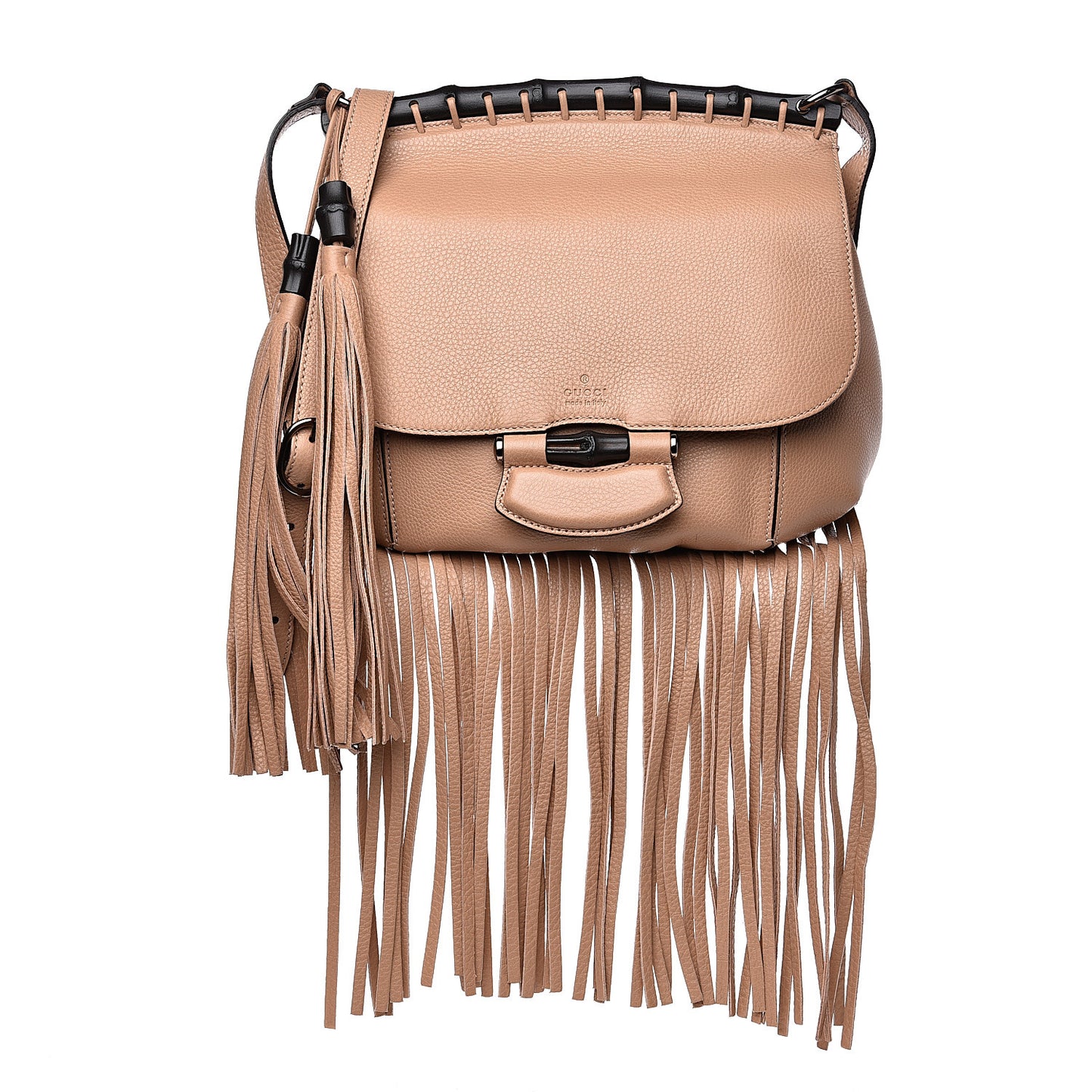 Calfskin Medium Nouveau Fringe Shoulder Bag Tan