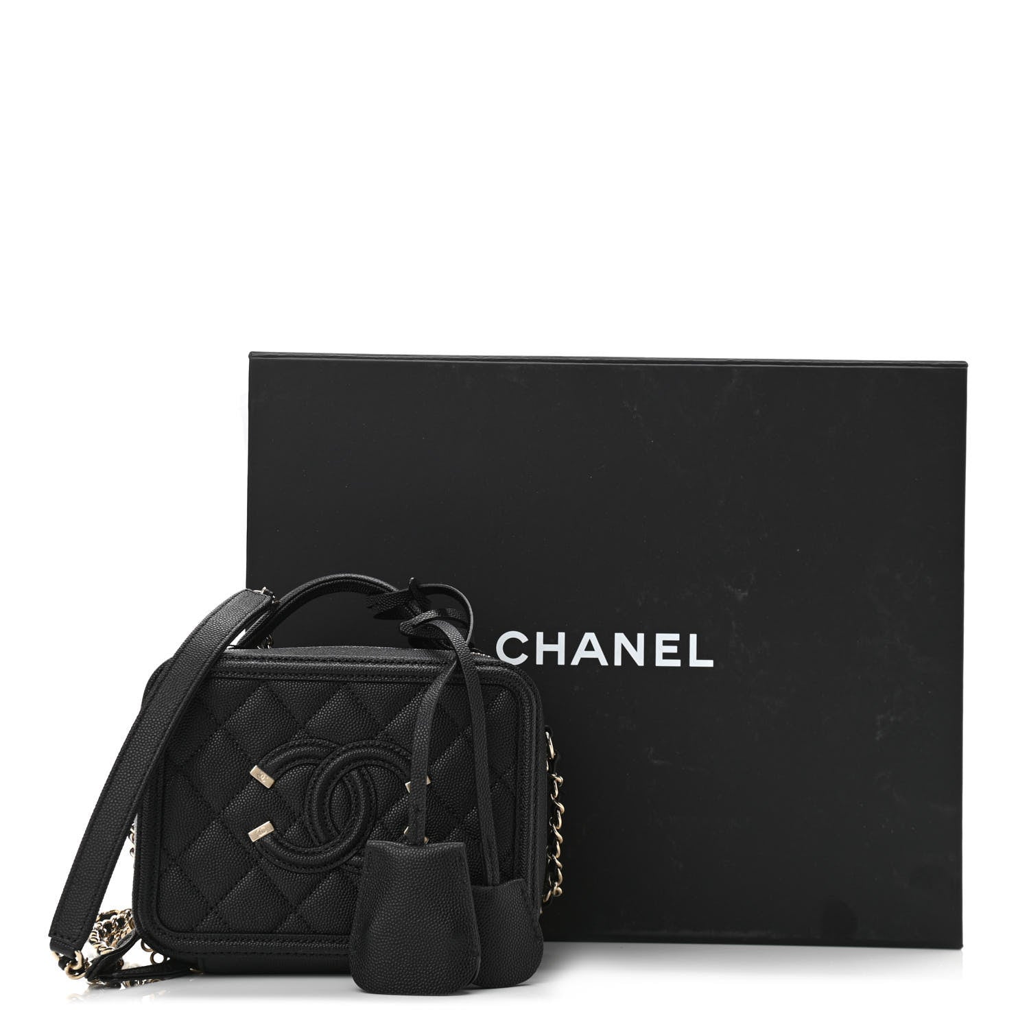 Chanel Caviar Quilted Small CC Filigree Vanity Case Black 11 of 11