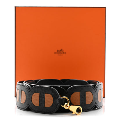 Hermes Epsom Maillons Shoulder Strap Black Gold 7 of 7