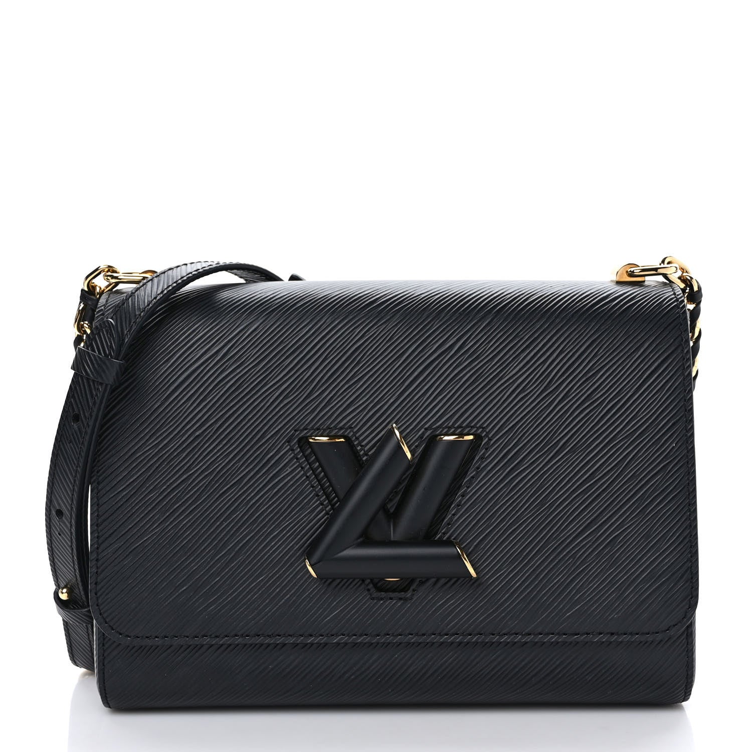 Louis Vuitton Epi Twist Shoulder Bag MM Matte Black Gold 3 of 10