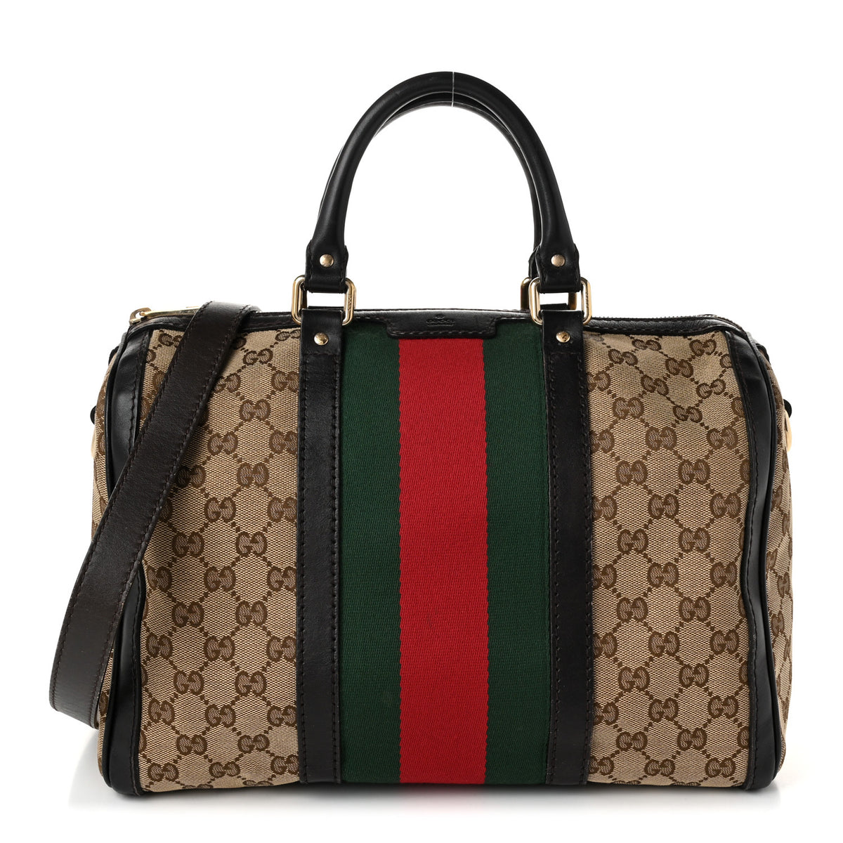 Monogram Vintage Web Medium Boston Dark Brown