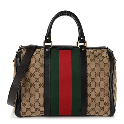 Gucci Monogram Vintage Web Medium Boston Dark Brown 1 of 10