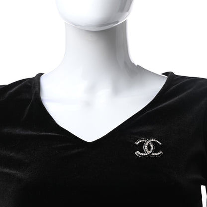 Chanel Crystal CC Brooch Gold Black 2 of 5