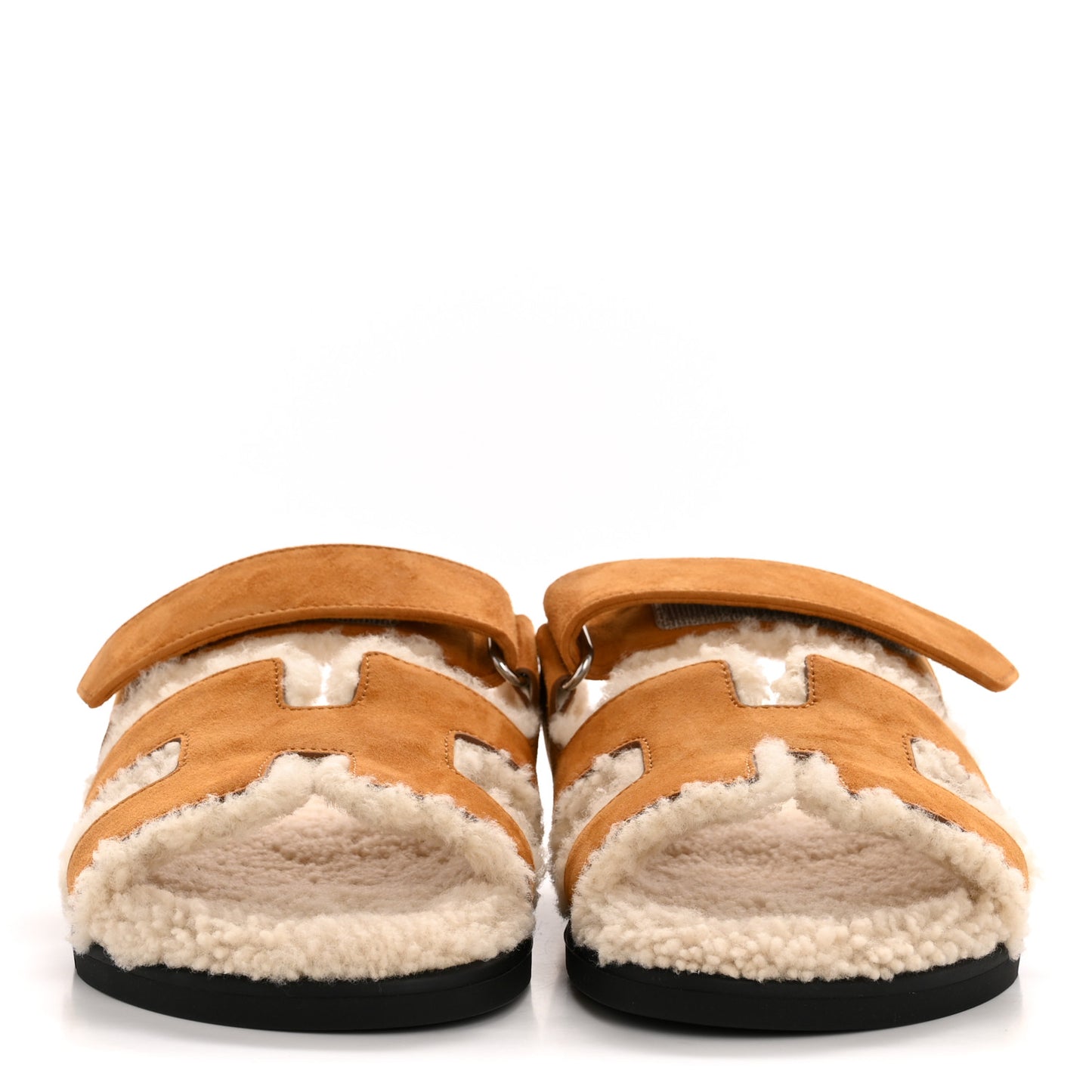 Suede Goatskin Woolskin Womens Chypre Sandals 38.5 Naturel Ecru