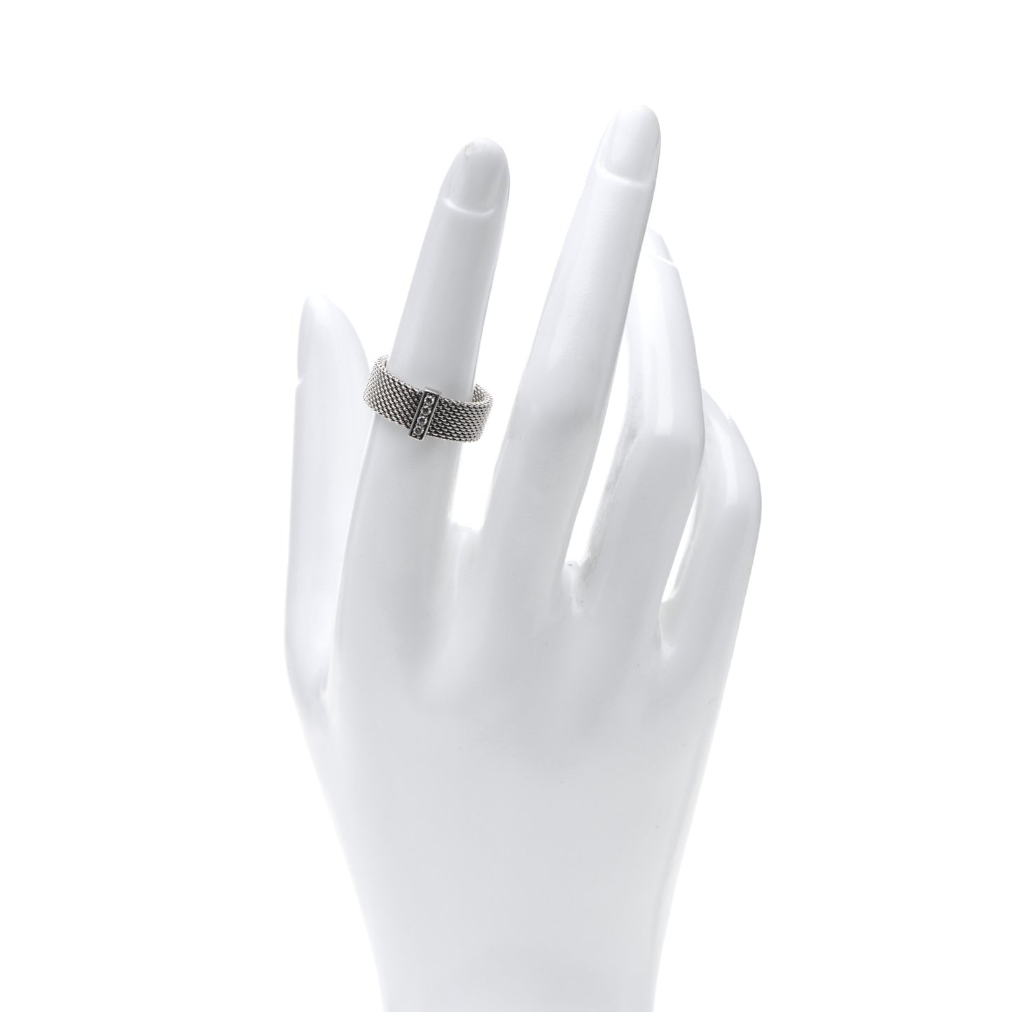 Sterling Silver Diamond Somerset Mesh Ring 52 6