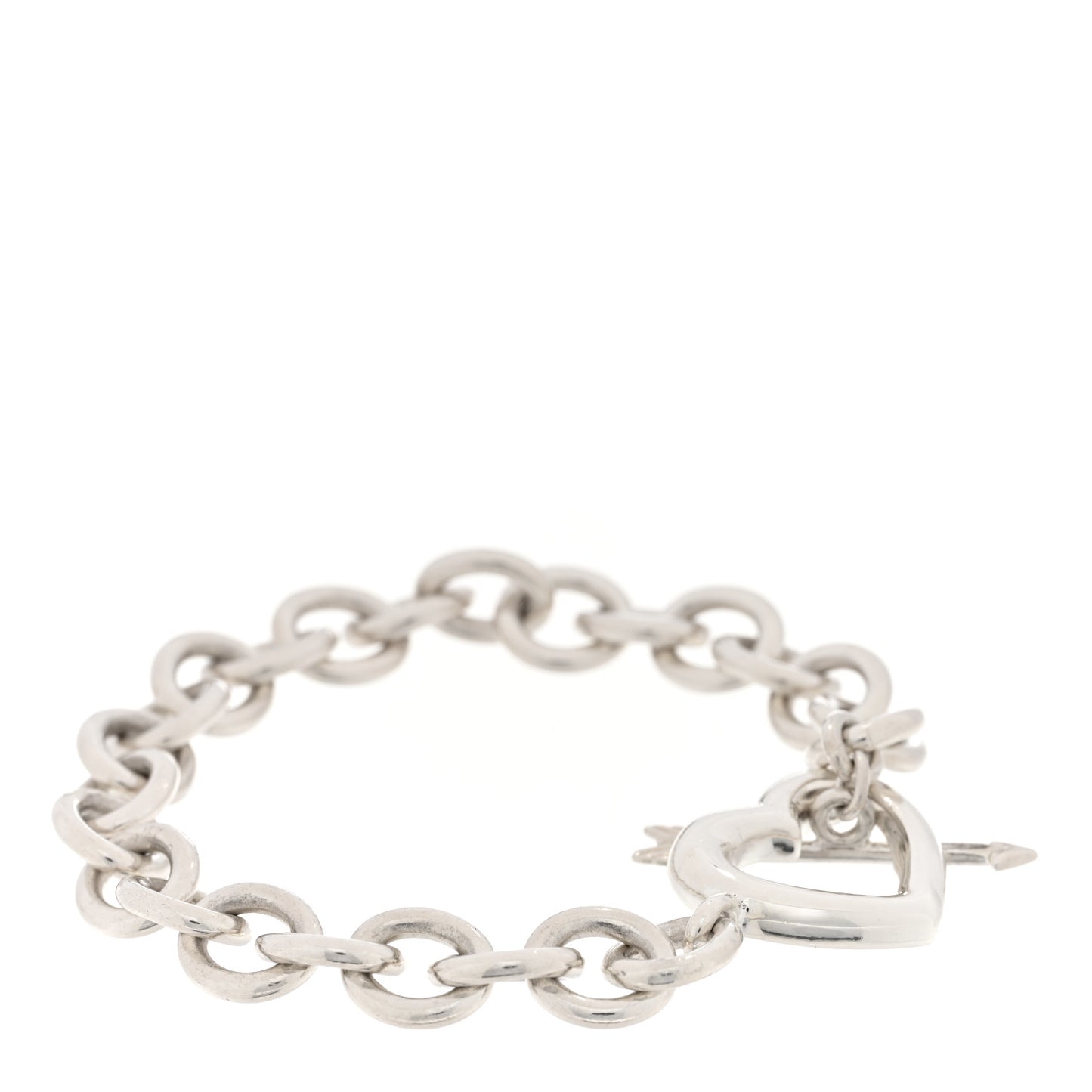 Sterling Silver Heart and Arrow Toggle Bracelet