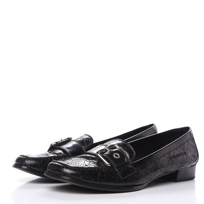 Louis Vuitton Glazed Calfskin Perforated Loafers 40 Black 3 of 10