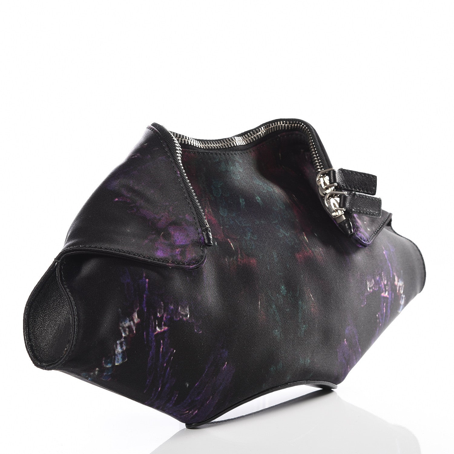 Alexander McQueen Silk Print Moth De Manta Clutch Black 2 of 9