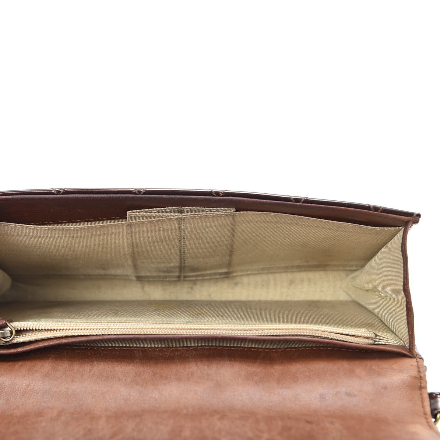 Patent Calfskin Quilted Boy Wallet On Chain WOC Brown