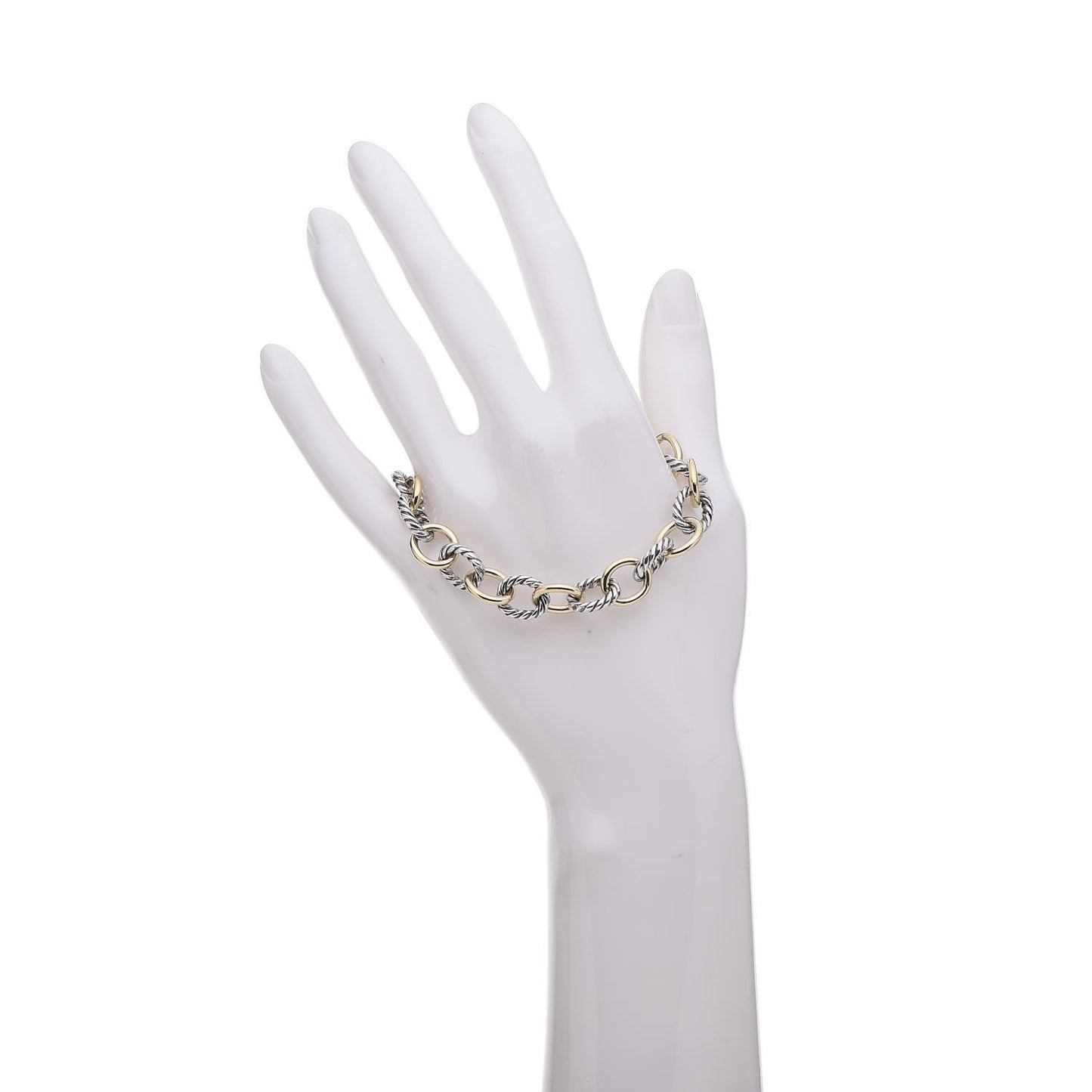 Sterling Silver 18K Yellow Gold 10mm Medium Oval Link Bracelet