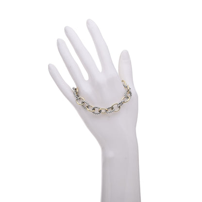 David Yurman Sterling Silver 18K Yellow Gold 10mm Medium Oval Link Bracelet 2 of 6
