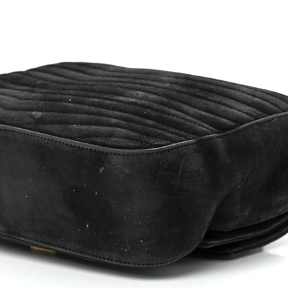 Saint Laurent Suede Matelasse Chevron Monogram Medium Sulpice Black 13 of 14