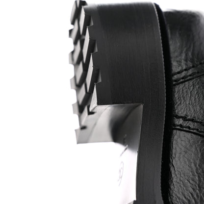 Chanel Shiny Calfskin Velvet Pearl Combat Short Boots 38 Black 9 of 14