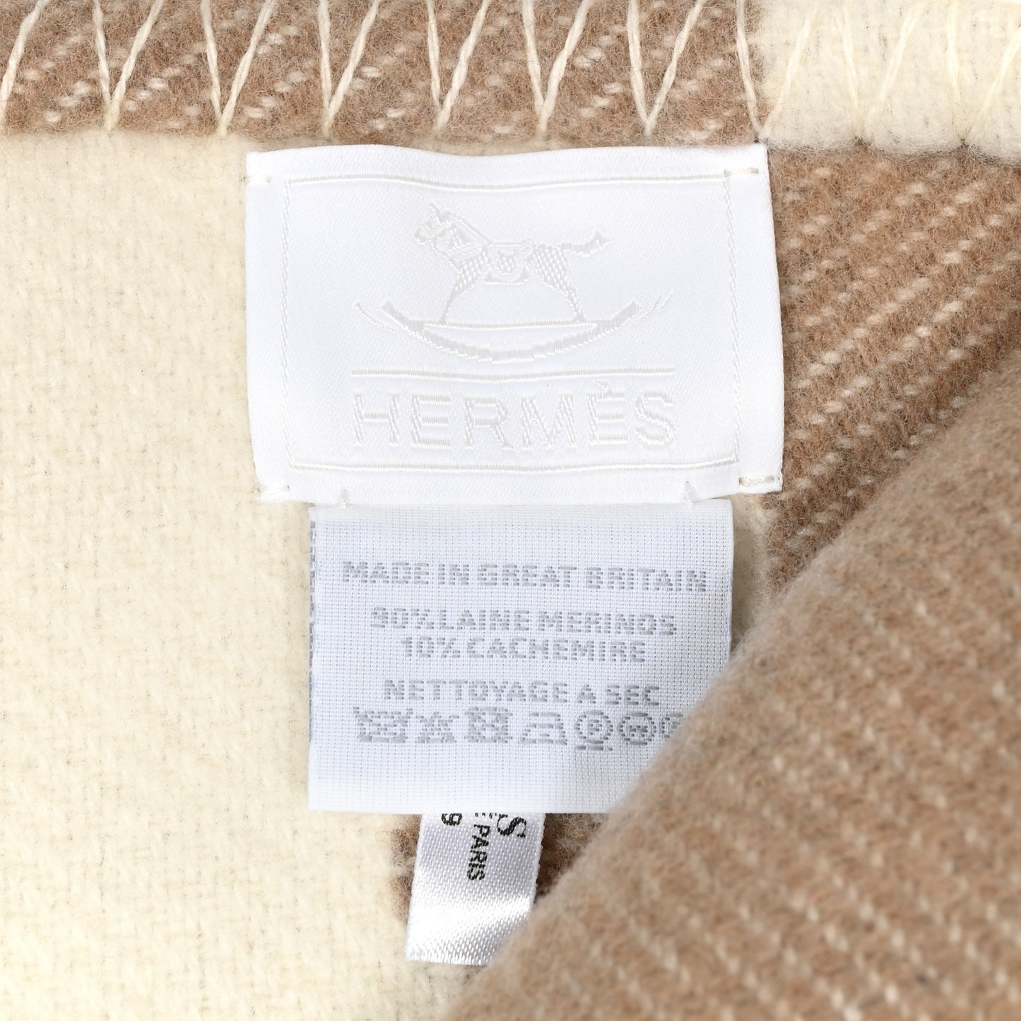 Wool Cashmere Avalon Baby Blanket Noisette Moyen White