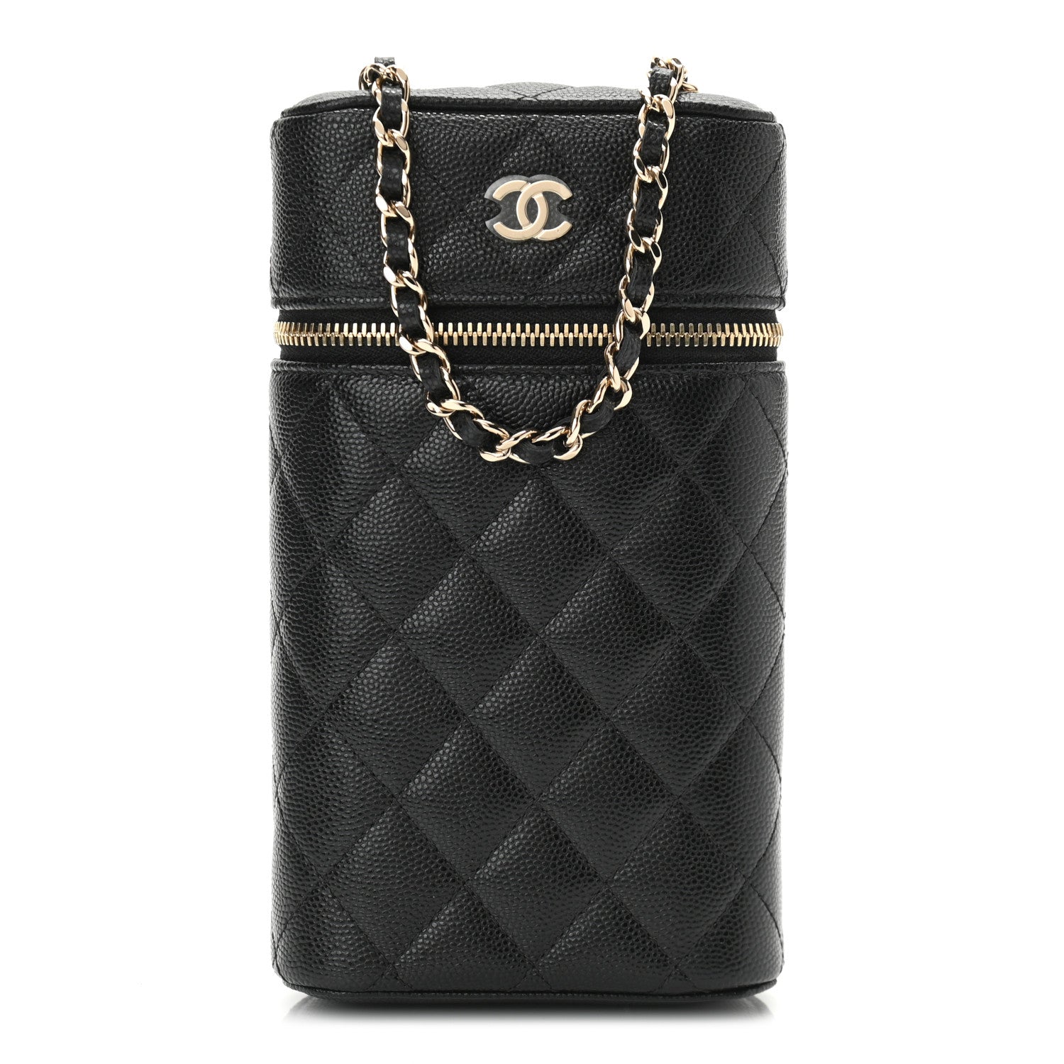 Chanel Caviar Quilted Phone Holder With Chain Black 1 of 10