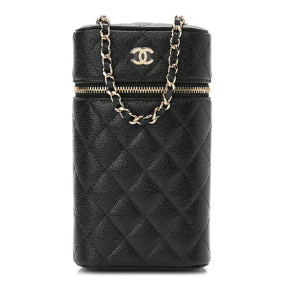Chanel Caviar Quilted Phone Holder With Chain Black 1 of 10