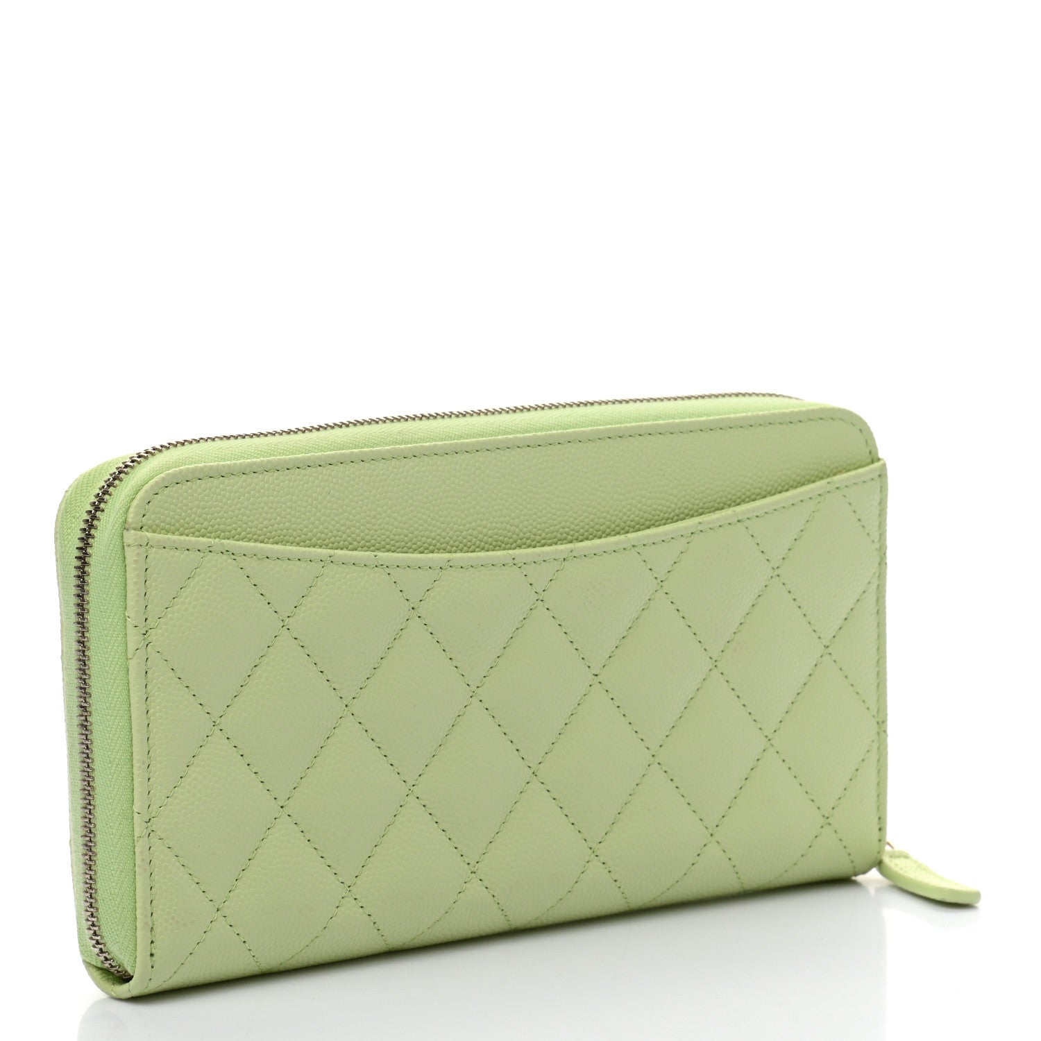 Chanel Caviar Quilted Zip Around Wallet Light Green 3 of 9