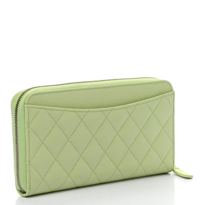 Chanel Caviar Quilted Zip Around Wallet Light Green 3 of 9