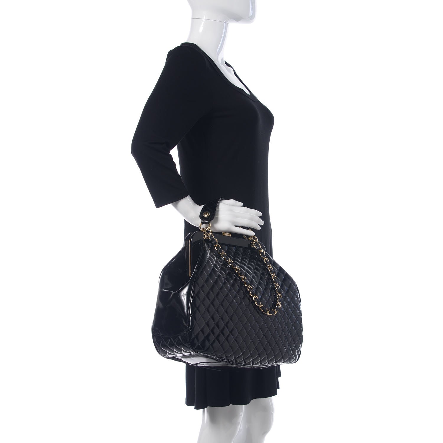 Chanel Glazed Calfskin Quilted Mademoiselle Large Frame Bag Black 2 of 10