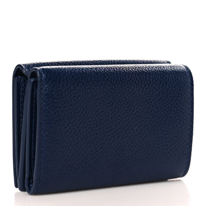 Balenciaga Grained Calfskin Men's Mini B Trifold Wallet Navy 3 of 7
