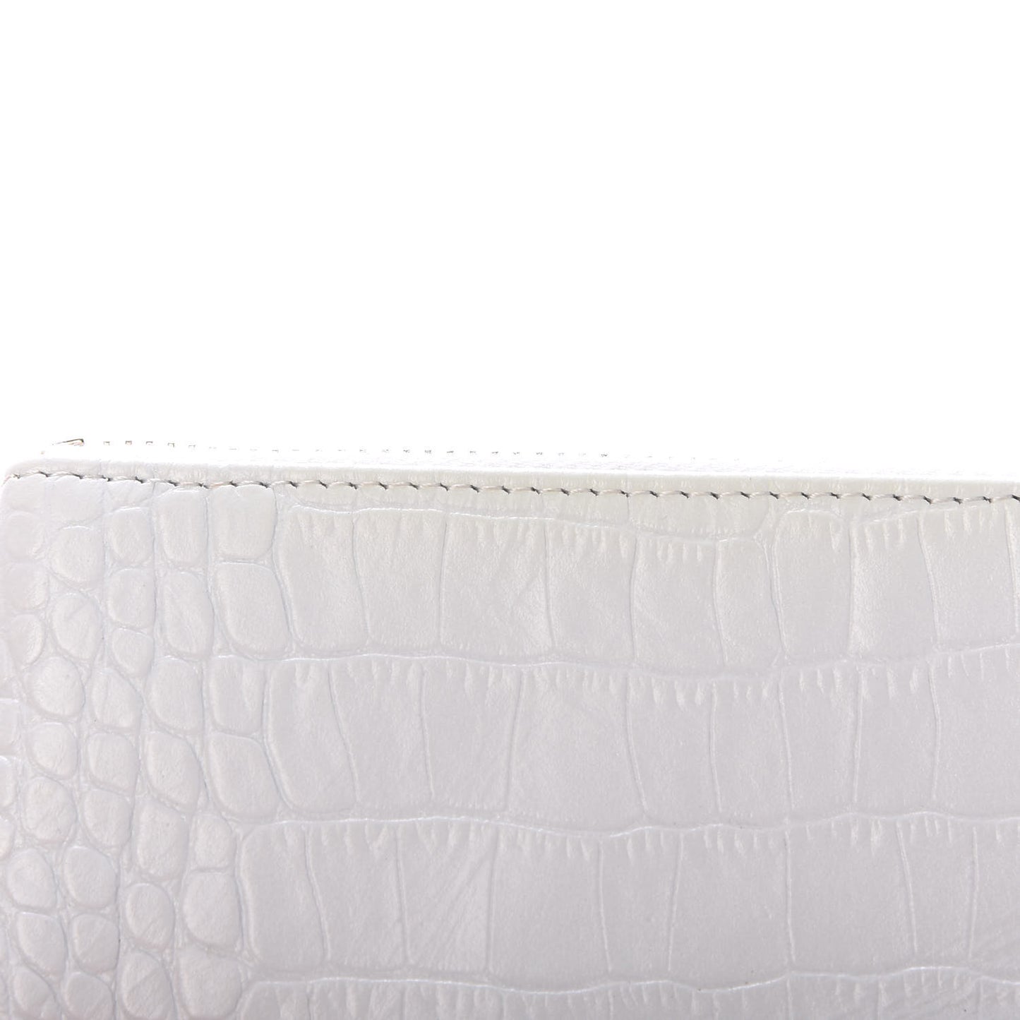 Calfskin Crocodile Embossed Cocodile Cosmetic Case White Gold