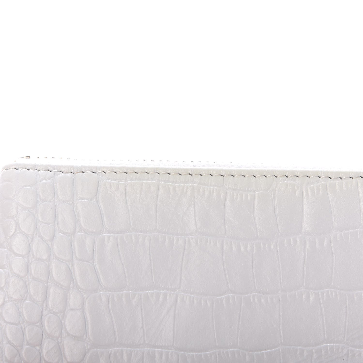 Chanel Calfskin Crocodile Embossed Cocodile Cosmetic Case White Gold 8 of 8